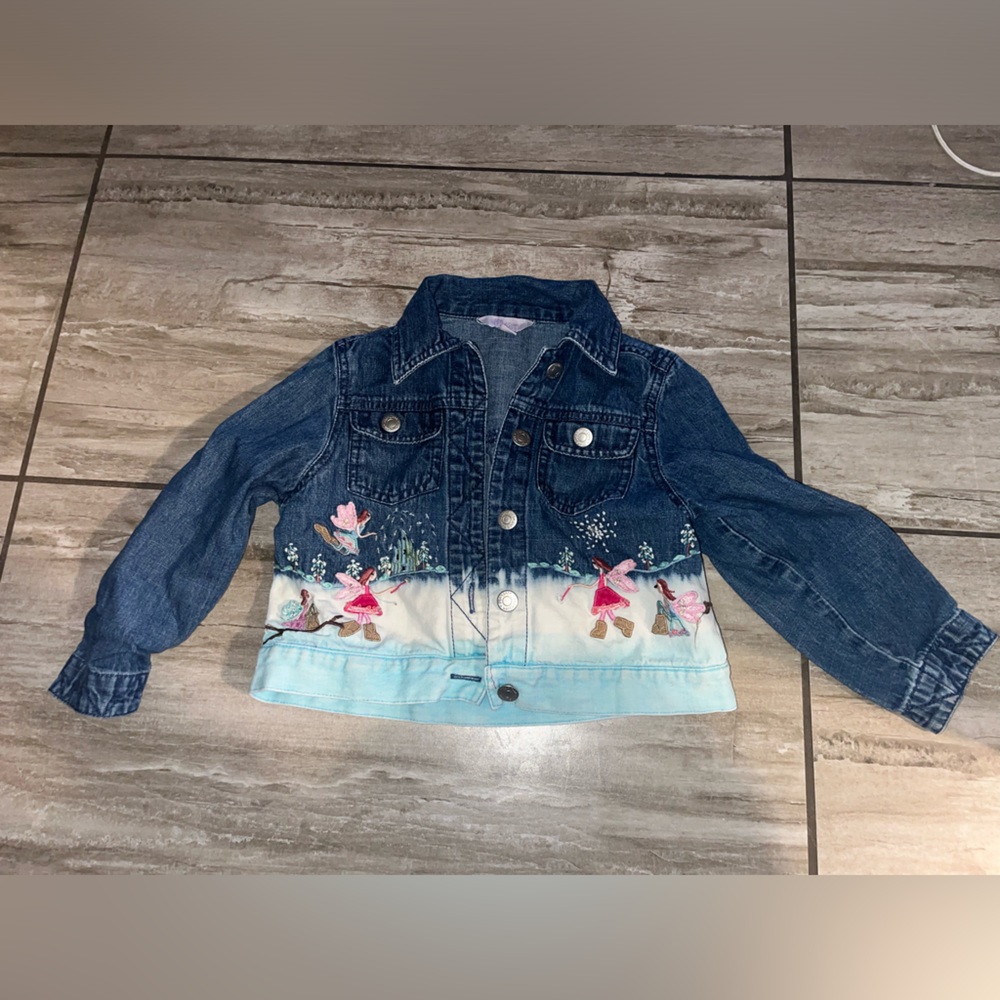Monsoon girls fairy embroidered denim jacket blue